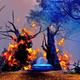 To get a photo of a crashed UFO, Karma Ingram built an entire set around a small prop found in the GTA V desert. “I built a floor higher than the car with UFO on top at the hippy camp.” Karma Ingram explained.